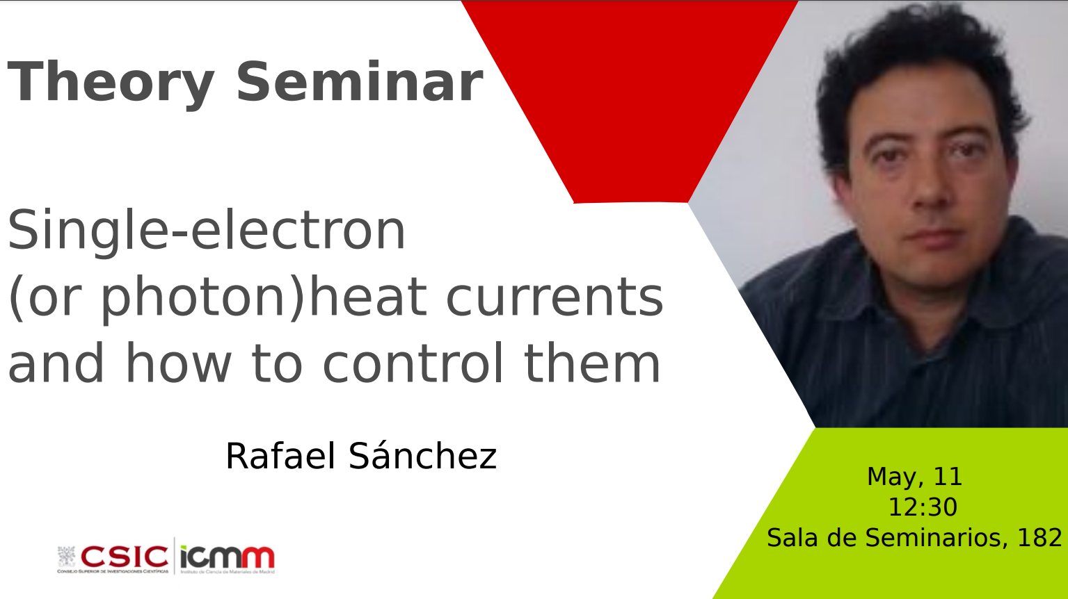 Alternative Theory Seminar: Single-electron (or photon) heat currents and how to control them