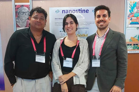 De izquierda a derecha, César Rodríguez, Jimena Soler y Daniel González, miembros del equipo de Nanostine. FOTO: Nanostine.