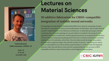 The first lecture in Materials Science at ICMM is coming