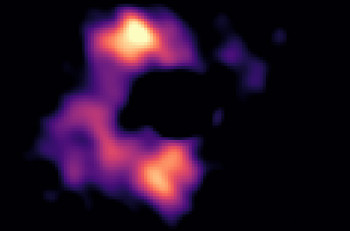 The stellar wind generated in the atmosphere of the CW Leo star occurs in 'bubbles' of material