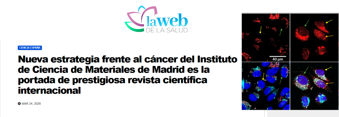Nueva estrategia frente al cáncer del Instituto de Ciencia de Materiales de Madrid es la portada de prestigiosa revista científica internacional