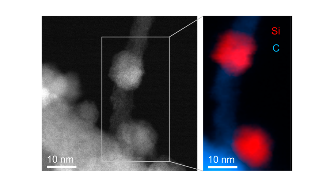 Morphology and elemental distribution of silicon carbide nanodust.